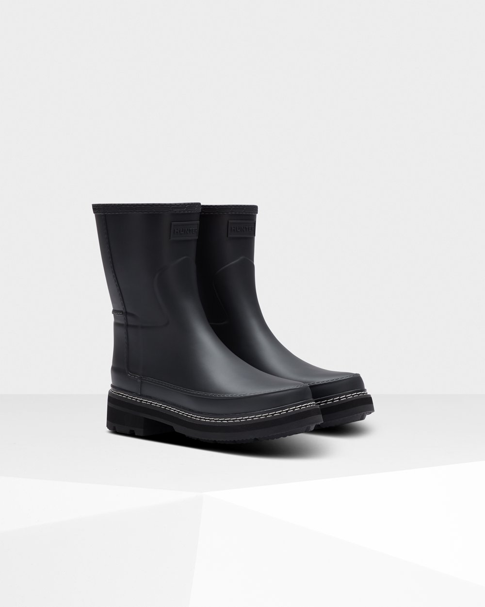 Botas de Lluvia Cortas Hunter Mujer - Refined Stitch Detail - Negros - VKMFXSC-43